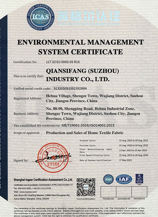 ISO14001:2015 Certificate